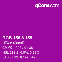 カラーコード: RGB 156 8 158 | qconv.com