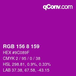 カラーコード: RGB 156 8 159 | qconv.com
