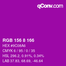 Color code: RGB 156 8 166 | qconv.com