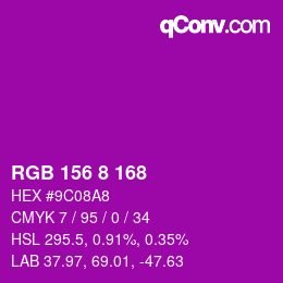 Color code: RGB 156 8 168 | qconv.com