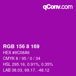 Color code: RGB 156 8 169 | qconv.com