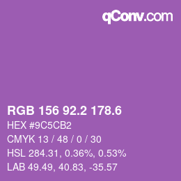 カラーコード: RGB 156 92.2 178.6 | qconv.com