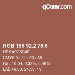 カラーコード: RGB 156 92.2 78.6 | qconv.com