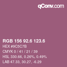 カラーコード: RGB 156 92.6 123.6 | qconv.com