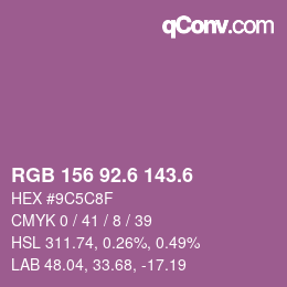 カラーコード: RGB 156 92.6 143.6 | qconv.com