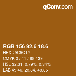カラーコード: RGB 156 92.6 18.6 | qconv.com