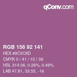 カラーコード: RGB 156 92 141 | qconv.com