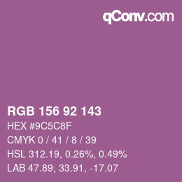 颜色代码: RGB 156 92 143 | qconv.com