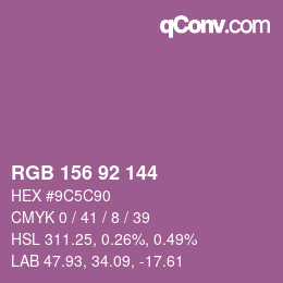 Color code: RGB 156 92 144 | qconv.com