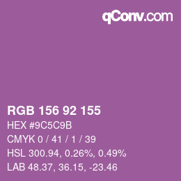 颜色代码: RGB 156 92 155 | qconv.com
