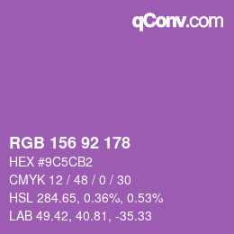 カラーコード: RGB 156 92 178 | qconv.com