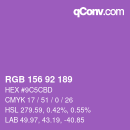 颜色代码: RGB 156 92 189 | qconv.com