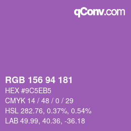 カラーコード: RGB 156 94 181 | qconv.com