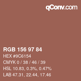 Farbcode: RGB 156 97 84 | qconv.com