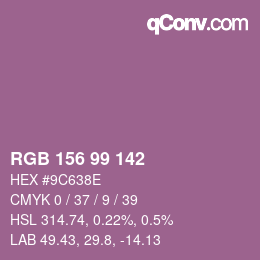 颜色代码: RGB 156 99 142 | qconv.com