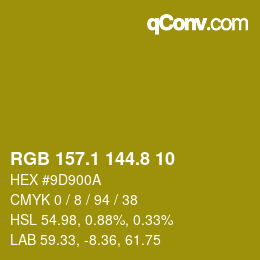 カラーコード: RGB 157.1 144.8 10 | qconv.com