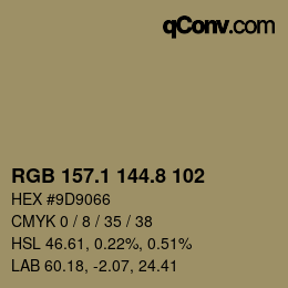 カラーコード: RGB 157.1 144.8 102 | qconv.com
