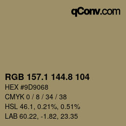 Color code: RGB 157.1 144.8 104 | qconv.com