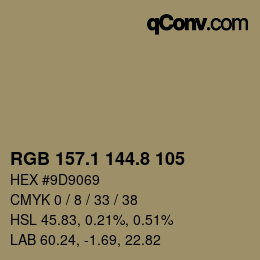 Farbcode: RGB 157.1 144.8 105 | qconv.com