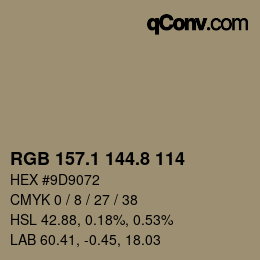 Color code: RGB 157.1 144.8 114 | qconv.com