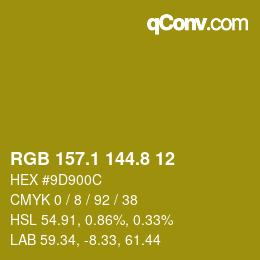 カラーコード: RGB 157.1 144.8 12 | qconv.com