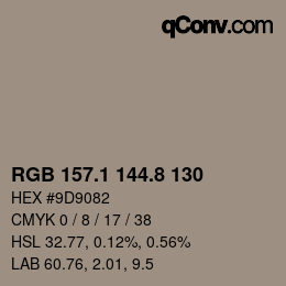Color code: RGB 157.1 144.8 130 | qconv.com