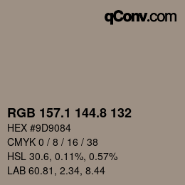 Color code: RGB 157.1 144.8 132 | qconv.com