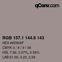 Color code: RGB 157.1 144.8 143 | qconv.com