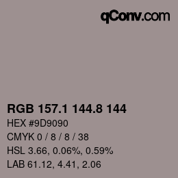 Color code: RGB 157.1 144.8 144 | qconv.com