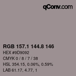 Color code: RGB 157.1 144.8 146 | qconv.com
