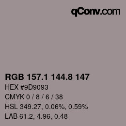 Color code: RGB 157.1 144.8 147 | qconv.com