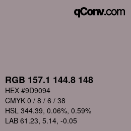 Color code: RGB 157.1 144.8 148 | qconv.com