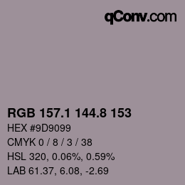 Color code: RGB 157.1 144.8 153 | qconv.com