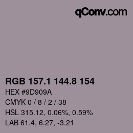 Color code: RGB 157.1 144.8 154 | qconv.com