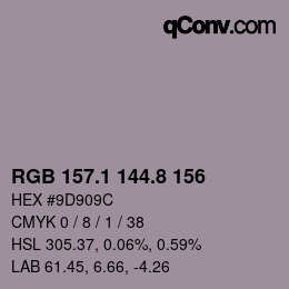 カラーコード: RGB 157.1 144.8 156 | qconv.com