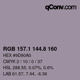 Color code: RGB 157.1 144.8 160 | qconv.com