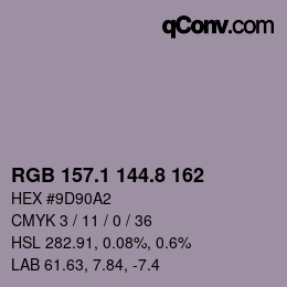 Color code: RGB 157.1 144.8 162 | qconv.com