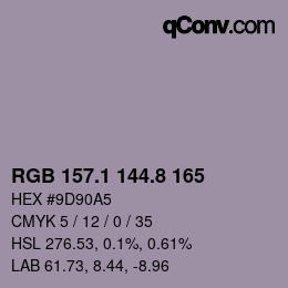 Color code: RGB 157.1 144.8 165 | qconv.com