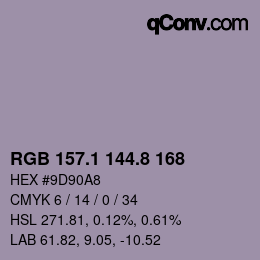 Color code: RGB 157.1 144.8 168 | qconv.com
