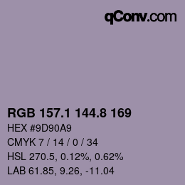Color code: RGB 157.1 144.8 169 | qconv.com