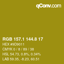カラーコード: RGB 157.1 144.8 17 | qconv.com