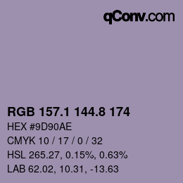 Color code: RGB 157.1 144.8 174 | qconv.com
