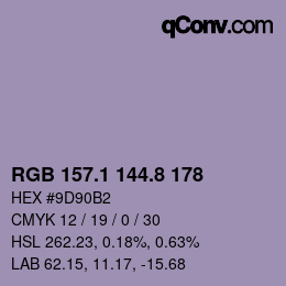 Color code: RGB 157.1 144.8 178 | qconv.com