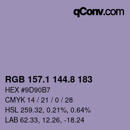 Color code: RGB 157.1 144.8 183 | qconv.com