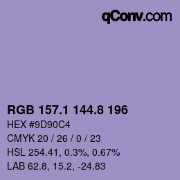 Color code: RGB 157.1 144.8 196 | qconv.com