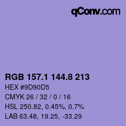 Color code: RGB 157.1 144.8 213 | qconv.com