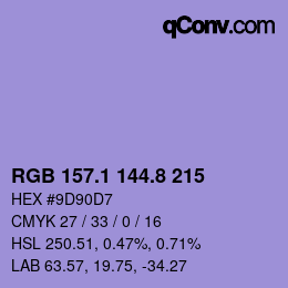 カラーコード: RGB 157.1 144.8 215 | qconv.com