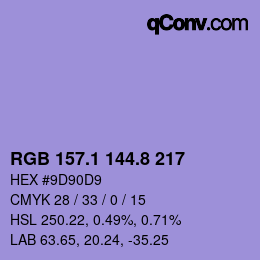 Color code: RGB 157.1 144.8 217 | qconv.com