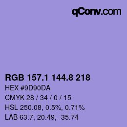 Color code: RGB 157.1 144.8 218 | qconv.com