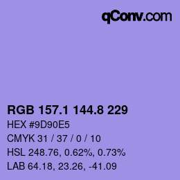 カラーコード: RGB 157.1 144.8 229 | qconv.com